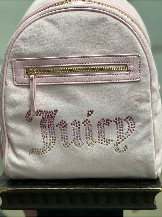Juicy Couture Handbags - Juicy Couture Light Pink Big Spender Rhinestone Logo Backpack